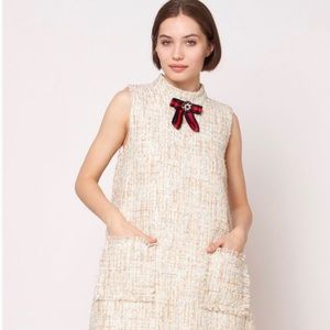 Gracia Tweed Sleeveless Dress with Pockets Size L